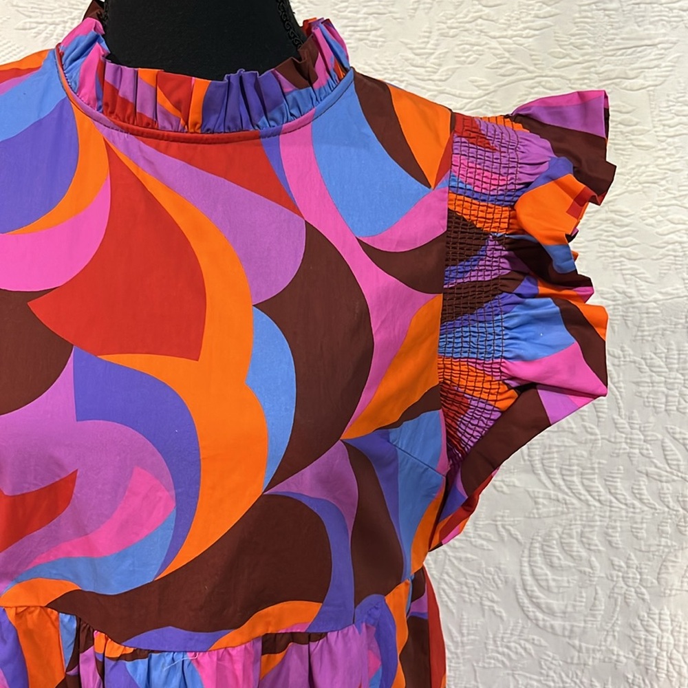 Peach Love multicolored tiered maxi‎ dress, size small - Picture 5 of 14